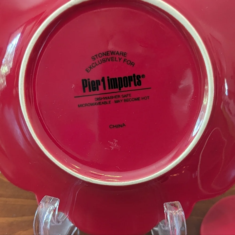 Pier 1 Imports set of 2 red petal plates